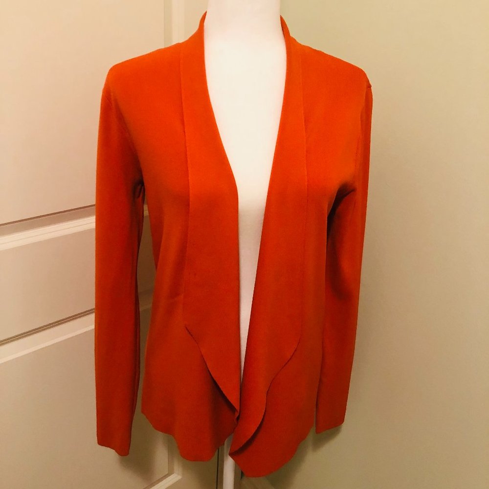 Draped Front Orange Cardigan trendy style Size M - Picture 3 of 6